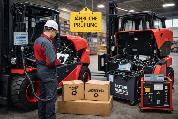 Jährliche Abgas-, Batterie- und Ladegerät-Prüfung